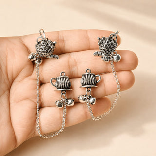 Indee Silver Lightweight & Easy to Wear Drop Chain Ear Cuff Earrings