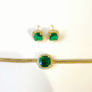 Irene Green CZ Choker Diamond Simulant Necklace Set