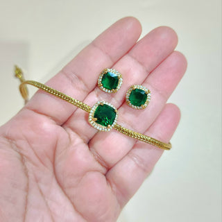 Irene Green CZ Choker Diamond Simulant Necklace Set