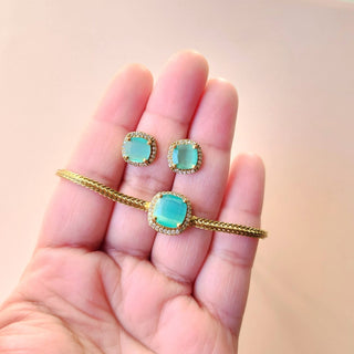 Irene Mint Green CZ Choker Diamond Simulant Necklace Set