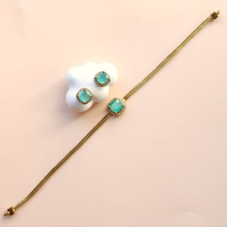 Irene Mint Green CZ Choker Diamond Simulant Necklace Set