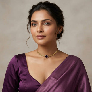 Irene Purple CZ Choker Diamond Simulant Necklace Set