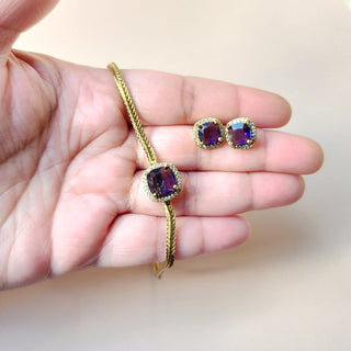 Irene Purple CZ Choker Diamond Simulant Necklace Set