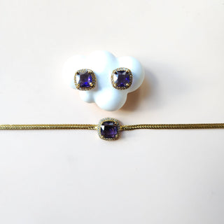 Irene Purple CZ Choker Diamond Simulant Necklace Set
