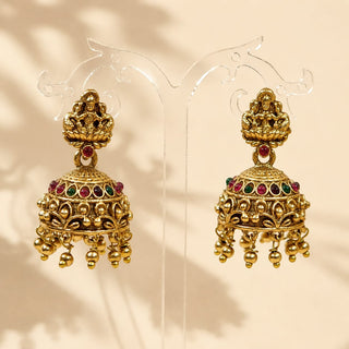 Irvini Multicolour Temple Jhumka Earrings