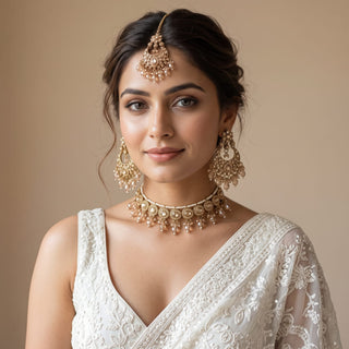 Isadora Gold Polki Choker Necklace Set