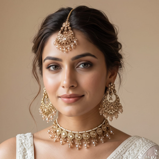 Isadora Gold Polki Choker Necklace Set