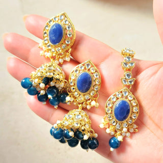 Isha Blue Kundan Choker Necklace Set with Tikka