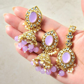 Isha Light Purple Kundan Choker Necklace Set with Tikka
