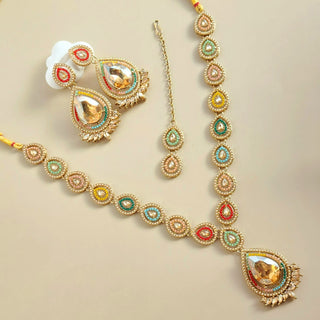 Izabel Multicolour Necklace Set with Tikka