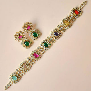 Izabella Multicolour CZ Diamond Simulant Choker Necklace Set