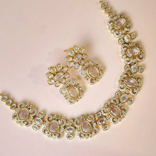 Izabella White CZ Diamond Simulant Choker Necklace Set