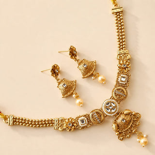 Jacey White Kemp Rajwadi Gold Finish Necklace Set
