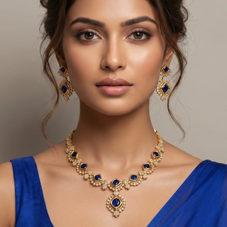 Jade Blue CZ Diamond Simulant Necklace Set