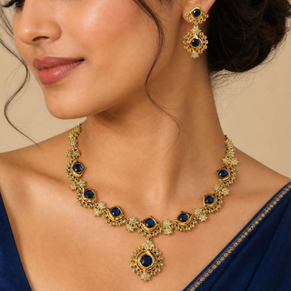 Jade Blue CZ Diamond Simulant Necklace Set