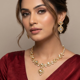 Jade Clear White CZ Diamond Simulant Necklace Set