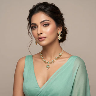 Jade Mint Green CZ Diamond Simulant Necklace Set