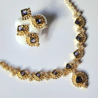 Jade Purple CZ Diamond Simulant Necklace Set