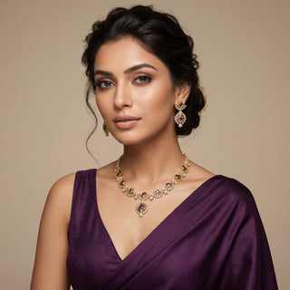 Jade Purple CZ Diamond Simulant Necklace Set