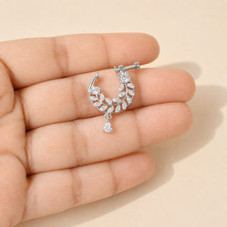 Jenna Silver Diamond Clip-on Nose Ring Nath (no piercing needed)