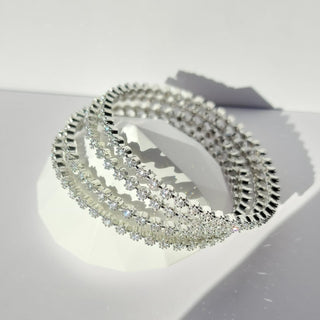 Jennifer Silver CZ Diamond Bangle (Pair) (2.6, 2.8)