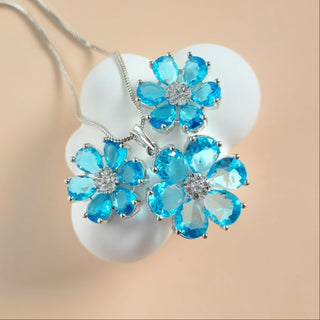 Joanna Light Blue CZ Simulant Pendant Set (Chain included)