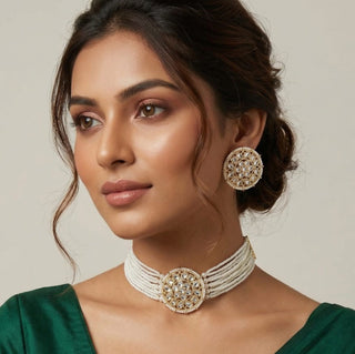 Jodi White Choker Necklace Set