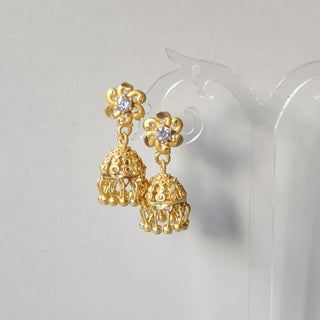 Josephine Gold CZ Diamond Simulant Mini Jhumki Earrings 2