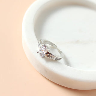 Julia Silver Solitaire Adjustable Diamond Simulant Ring