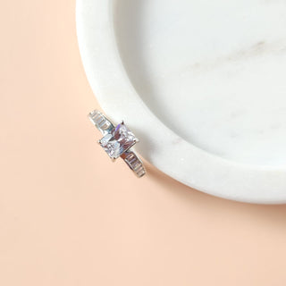 Julia Silver Solitaire Adjustable Diamond Simulant Ring