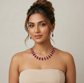 Juniper Red Diamond Simulant Necklace Set