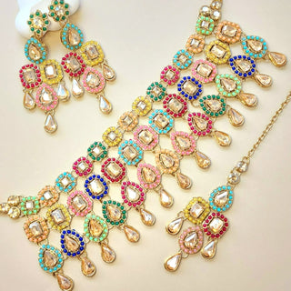 Kadence Multicolour Necklace Set with Tikka