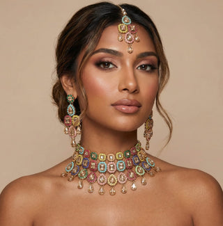 Kadence Multicolour Necklace Set with Tikka