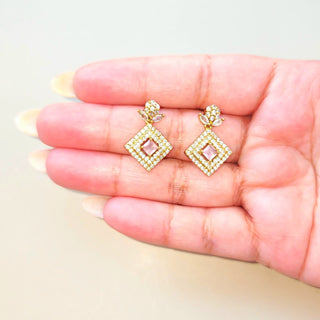 Kaia Pink CZ Diamond Simulant Long Necklace Set