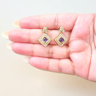 Kaia Purple CZ Diamond Simulant Long Necklace Set