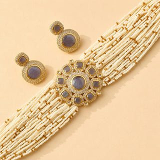 Karlie Gray Choker CZ Diamond Simulant Necklace Set