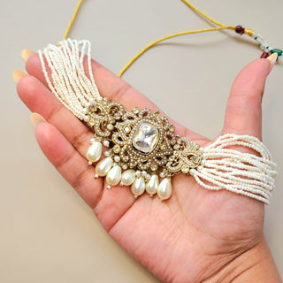 Khloe White Necklace Set with Tikka