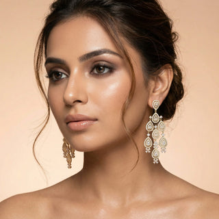 Kimberly White CZ Diamond Simulant Gold Finish Earrings