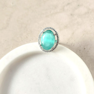 Kylie Mint Green Adjustable Diamond Simulant Ring