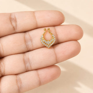 Layla Gold Diamond Clip-on Septum Nose Ring Nath (no piercing needed)