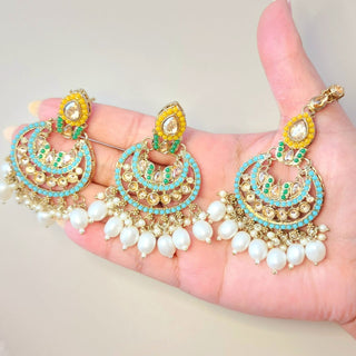 Leah Multicolour Polki Choker Necklace Set with Tikka