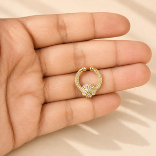 Lena Gold Diamond Clip-on Septum Nose Ring Nath (no piercing needed)