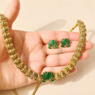 Lennox Green Temple Lotus Necklace Set