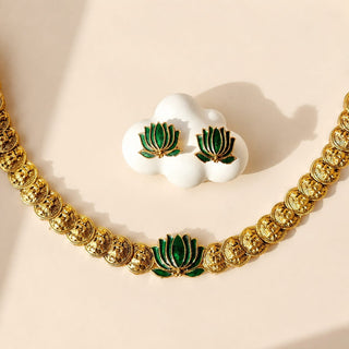 Lennox Green Temple Lotus Necklace Set