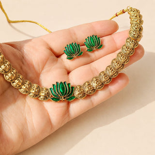 Lennox Green Temple Lotus Necklace Set