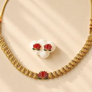 Lennox Multicolour Temple Lotus Necklace Set