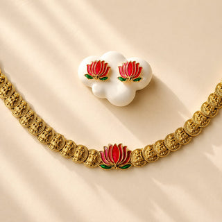 Lennox Multicolour Temple Lotus Necklace Set