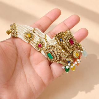 Lenora Multicolour Choker Necklace Set with Tikka