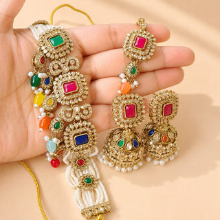 Lenora Multicolour Choker Necklace Set with Tikka