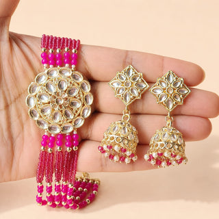 Lilah Pink Kundan Choker Necklace Set